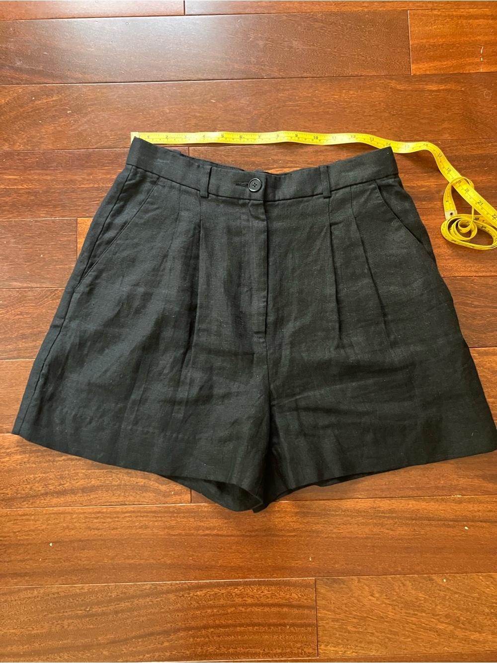 Banana Republic Black High-Waist Linen Shorts